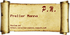 Preller Manna névjegykártya